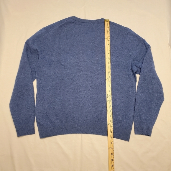 Gant 100% Extra Fine Lambs Wool Men's XL Pullover Sweater Heathered Blue V-neck. - Picture 2 of 4